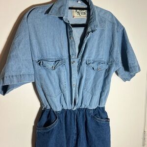 Dual colored denim jumpsuit